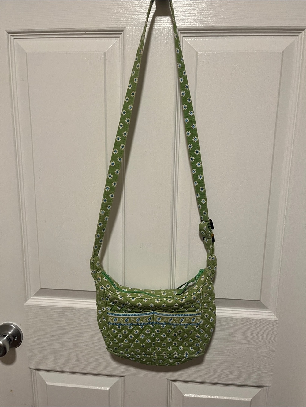 Vera Bradley Green Floral Quilted Crossbody Bag with Adjustable Strap